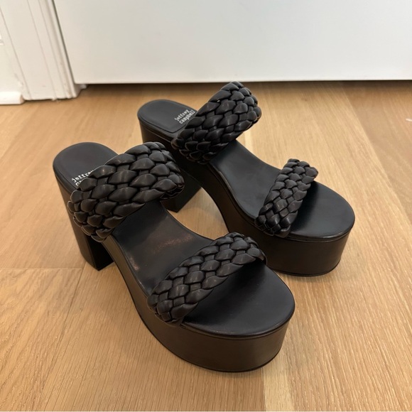 Jeffery Campbell Bamba Braided Platform Heels Black Womens Size 8 Chunky Sandals - Picture 6 of 15